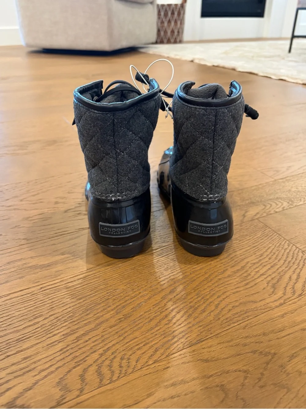 Women’s London Fog Black Quilted Waterproof Duck Boots